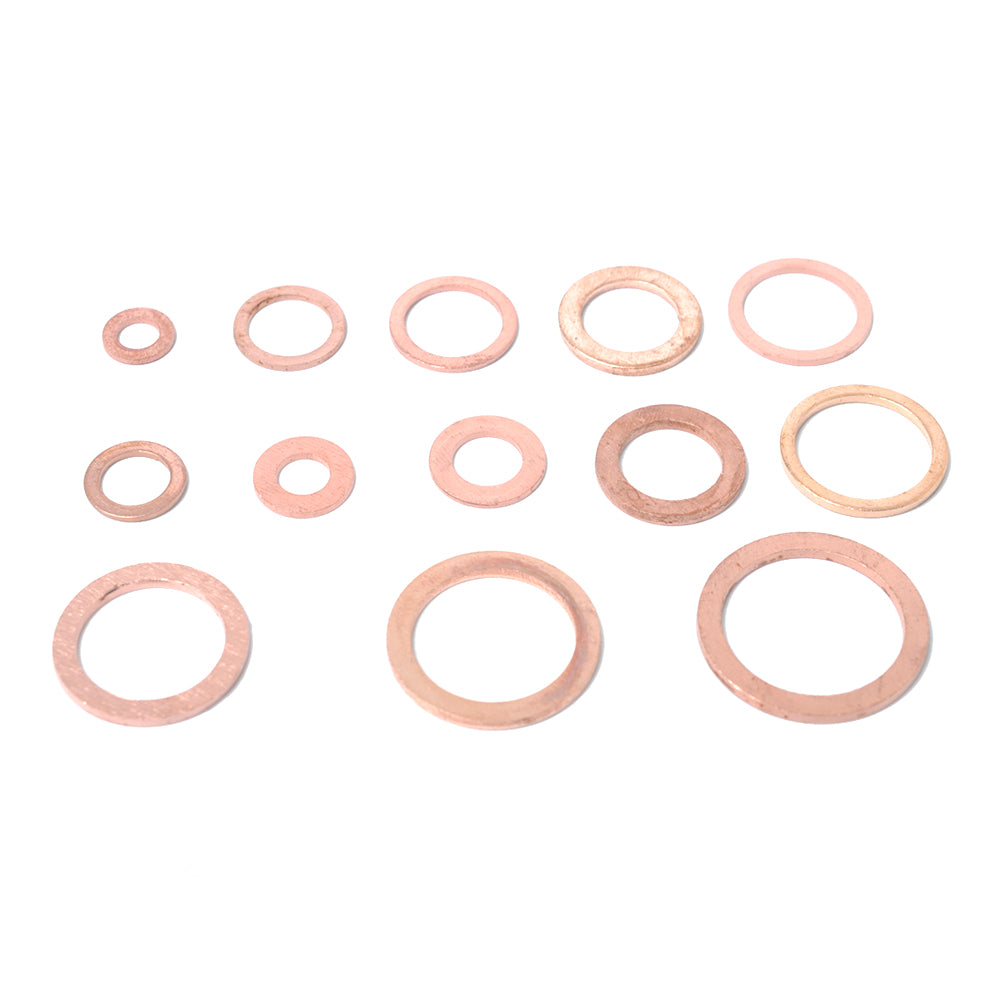 A0394 150Pcs / Set Copper Sealing Washers Flat Rings Gaskets with Plastic Box A0394 150Pcs / Set Copper Sealing Washers Flat Rings Gaskets with Plastic Box